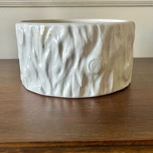 Vintage Mid Century White Ceramic Faux Bois Stump Planter